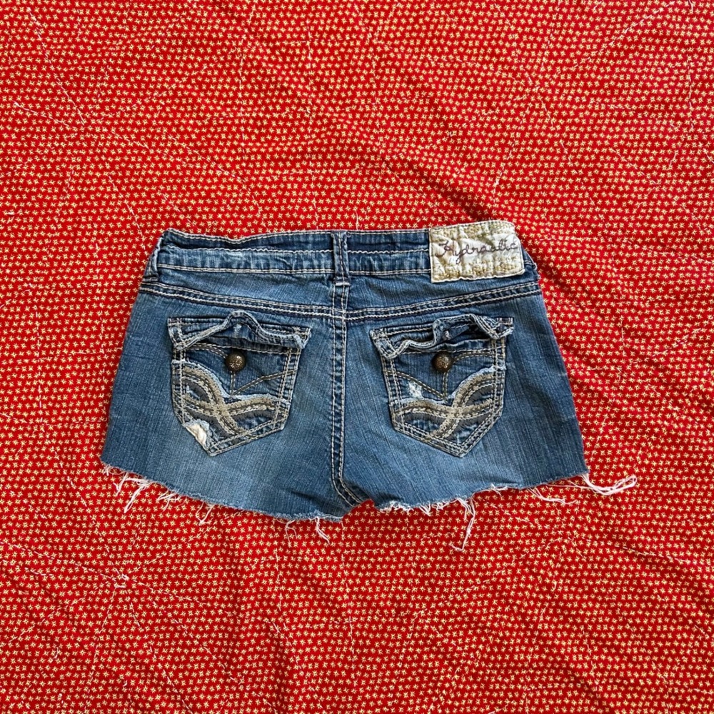Hydraulic Denim Distressed Cut Off Jean Shorts Womens Size 6 Blue Y2K Low Rise